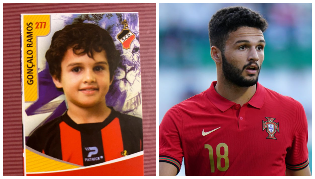 Gonçalo Ramos na infância e agora. Você pode ver o quanto ele cresceu e ficou mais bonito com o passar dos anos
